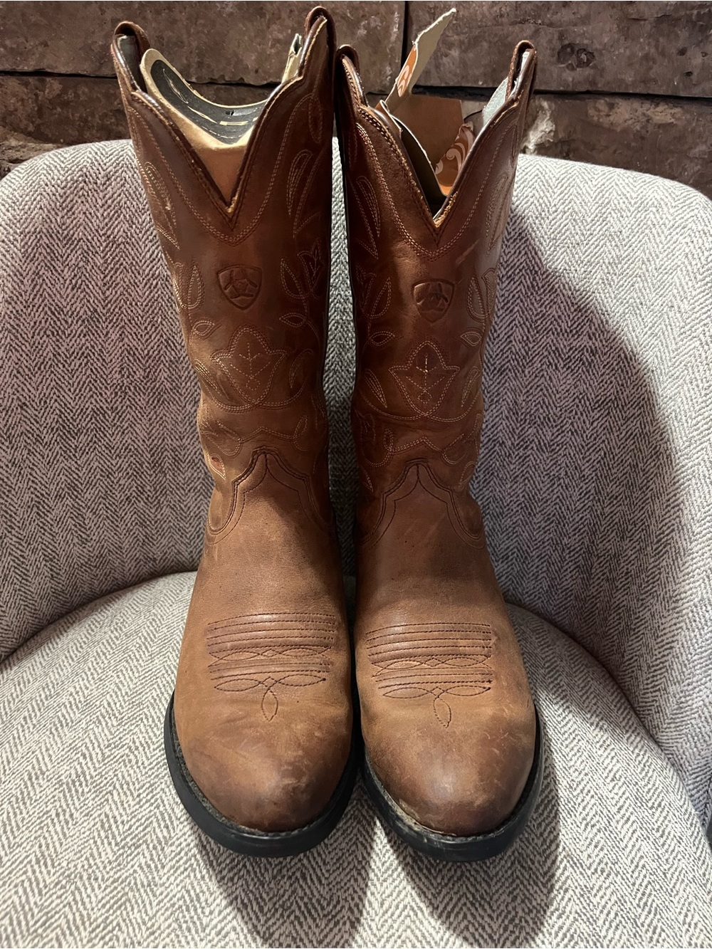Ariat Heritage R Toe Brown Leather Western Cowboy Boots Women’s 7.5